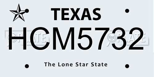 HCM5732 Texas License Plate