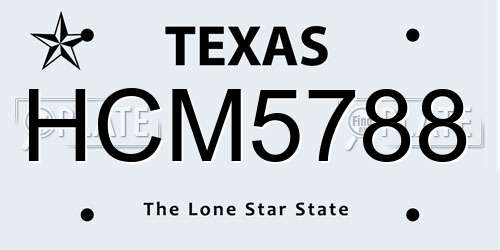 HCM5788 Texas License Plate