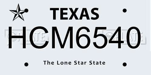 HCM6540 Texas License Plate