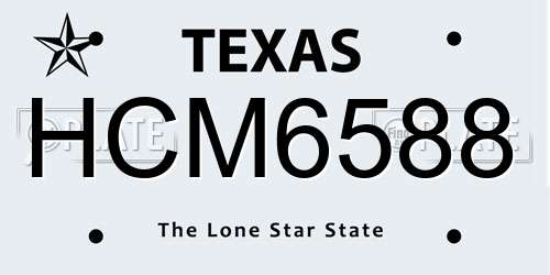 HCM6588 Texas License Plate