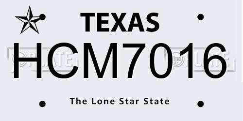 HCM7016 Texas License Plate