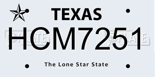 HCM7251 Texas License Plate