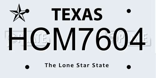 HCM7604 Texas License Plate