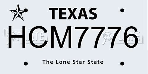 HCM7776 Texas License Plate