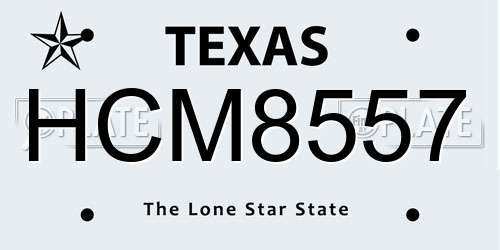 HCM8557 Texas License Plate