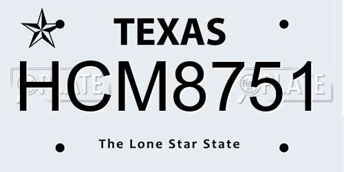 HCM8751 Texas License Plate