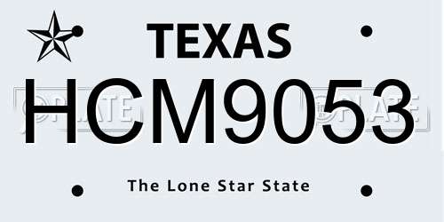 HCM9053 Texas License Plate