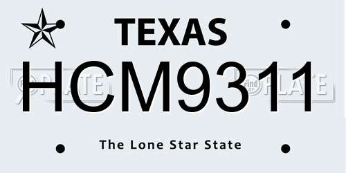 HCM9311 Texas License Plate
