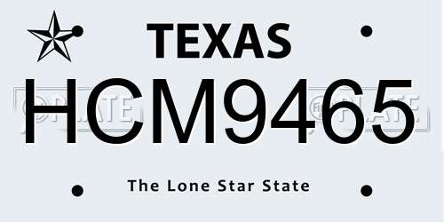 HCM9465 Texas License Plate
