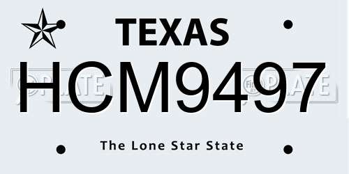HCM9497 Texas License Plate