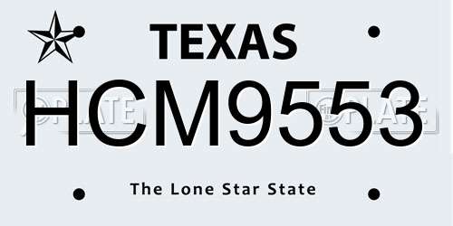 HCM9553 Texas License Plate