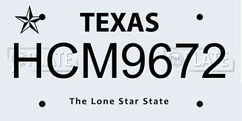 HCM9672 Texas License Plate