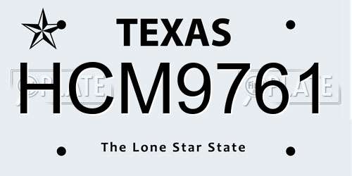 HCM9761 Texas License Plate