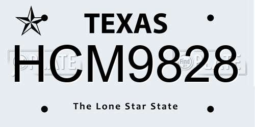 HCM9828 Texas License Plate