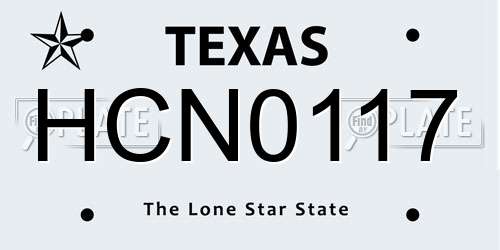HCN0117 Texas License Plate