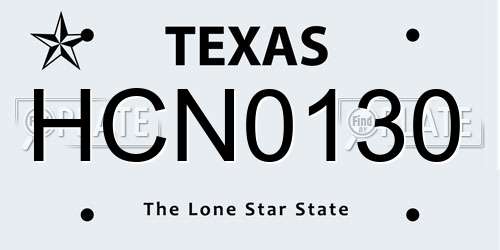 HCN0130 Texas License Plate