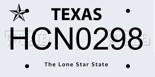HCN0298 Texas License Plate