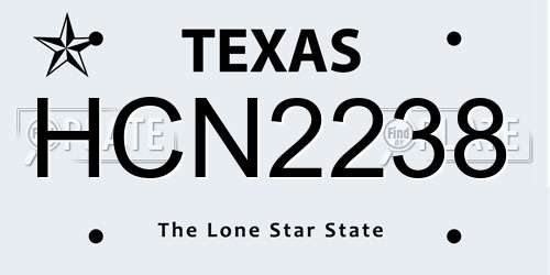 HCN2238 Texas License Plate