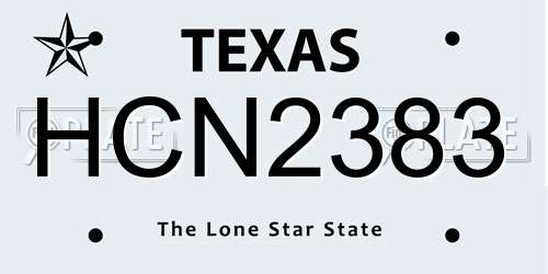 HCN2383 Texas License Plate
