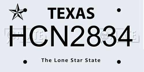 HCN2834 Texas License Plate