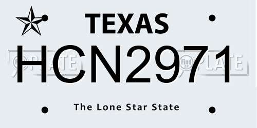 HCN2971 Texas License Plate