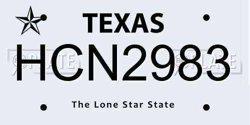 HCN2983 Texas License Plate