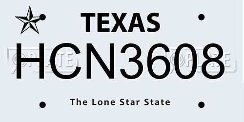 HCN3608 Texas License Plate
