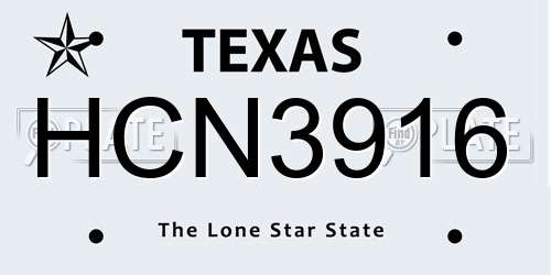 HCN3916 Texas License Plate
