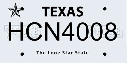 HCN4008 Texas License Plate