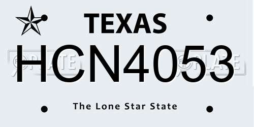 HCN4053 Texas License Plate