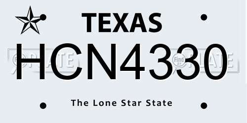 HCN4330 Texas License Plate