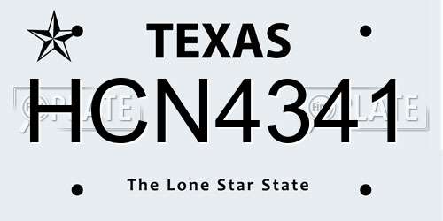 HCN4341 Texas License Plate