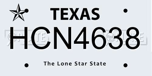 HCN4638 Texas License Plate