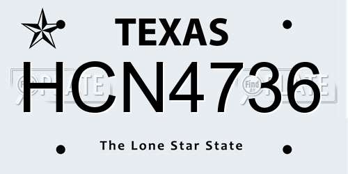 HCN4736 Texas License Plate
