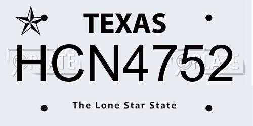 HCN4752 Texas License Plate