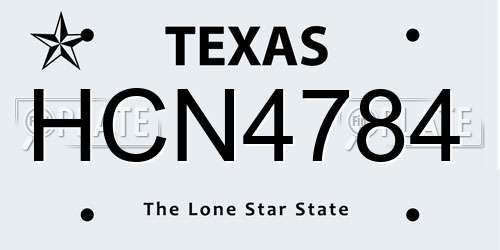 HCN4784 Texas License Plate