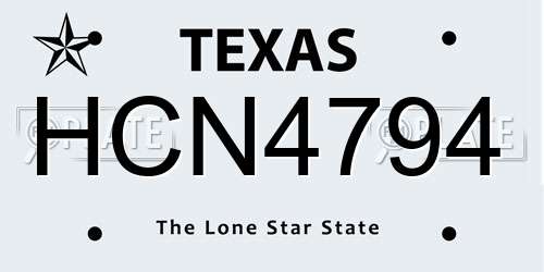 HCN4794 Texas License Plate