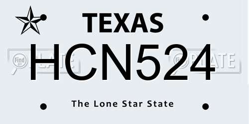 HCN524 Texas License Plate