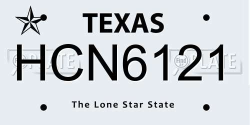 HCN6121 Texas License Plate