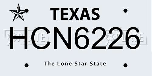 HCN6226 Texas License Plate