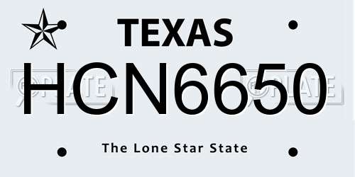 HCN6650 Texas License Plate