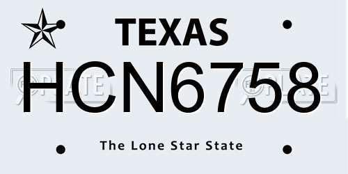 HCN6758 Texas License Plate