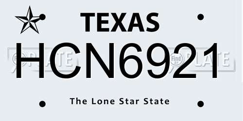 HCN6921 Texas License Plate