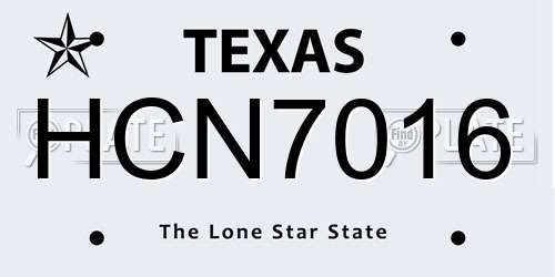 HCN7016 Texas License Plate