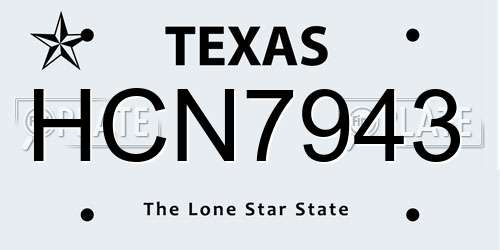 HCN7943 Texas License Plate