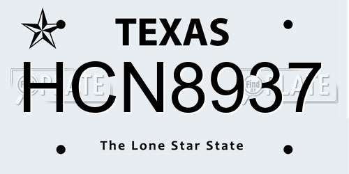 HCN8937 Texas License Plate
