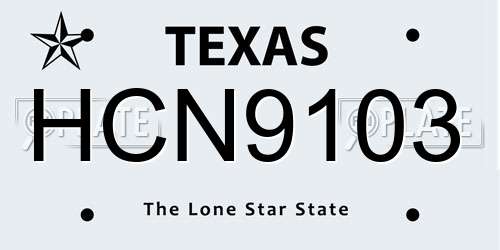 HCN9103 Texas License Plate