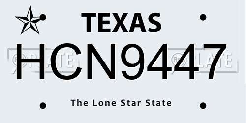 HCN9447 Texas License Plate