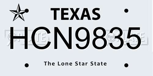 HCN9835 Texas License Plate