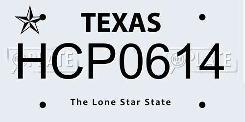 HCP0614 Texas License Plate